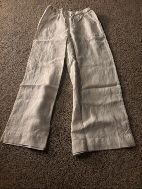 Frank & Eileen White Wide-Leg Linen Pants